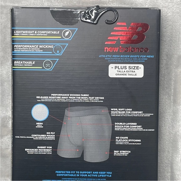 New Balance Boxer Briefs 4XL Plus Size Mens Performance Gray Blue Lightweight - Picture 6 of 7
